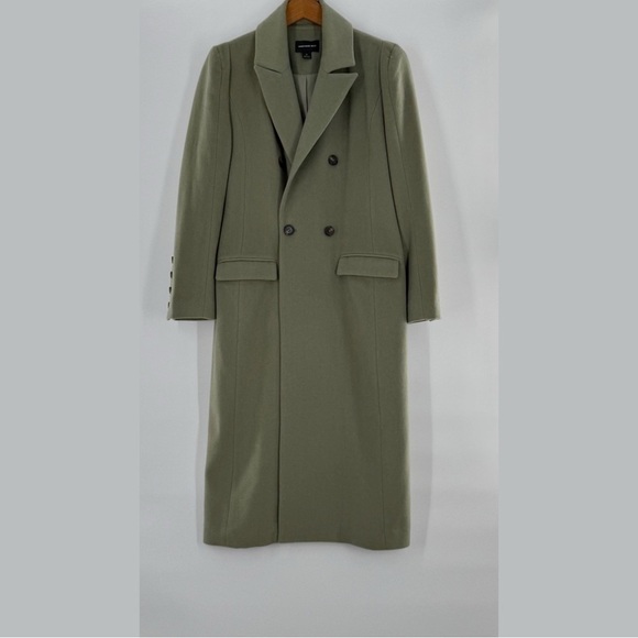 Something Navy Olive Acorn Wool Blend Double-Breasted Overcoat | Nordstrom Med - Picture 3 of 11